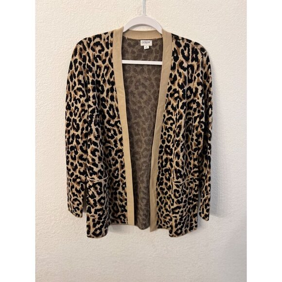 J Crew leopard print sweater cardigan women size small - Picture 1 of 5